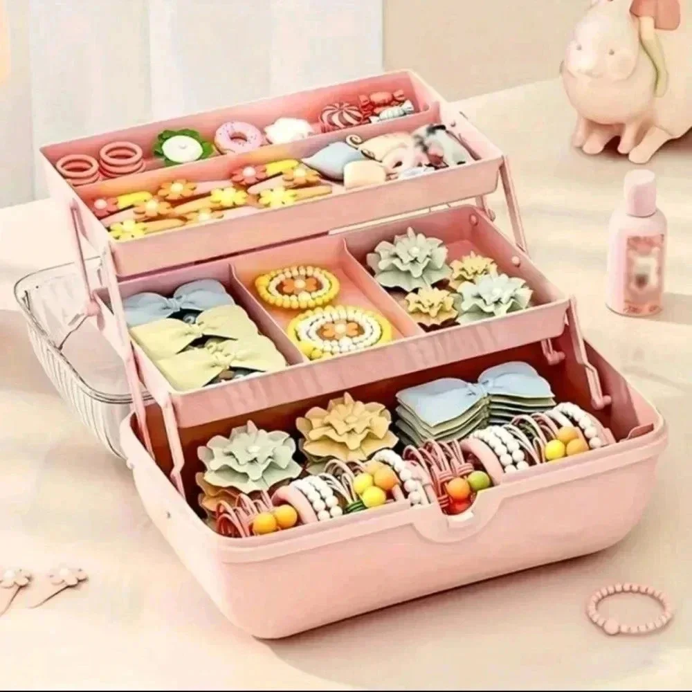 Cute pink cartoon style jewelry bin for women's hair accessories jewelry storage